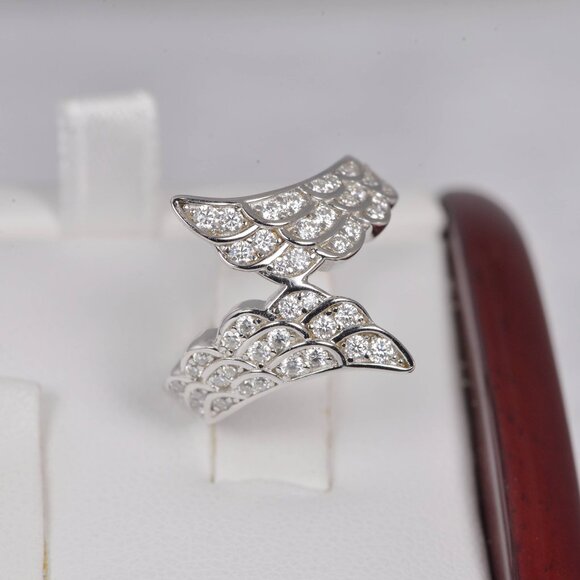 GRA Certified Moissanite Ring Angel Wing 925 Sterling, sz 7 - Picture 3 of 6